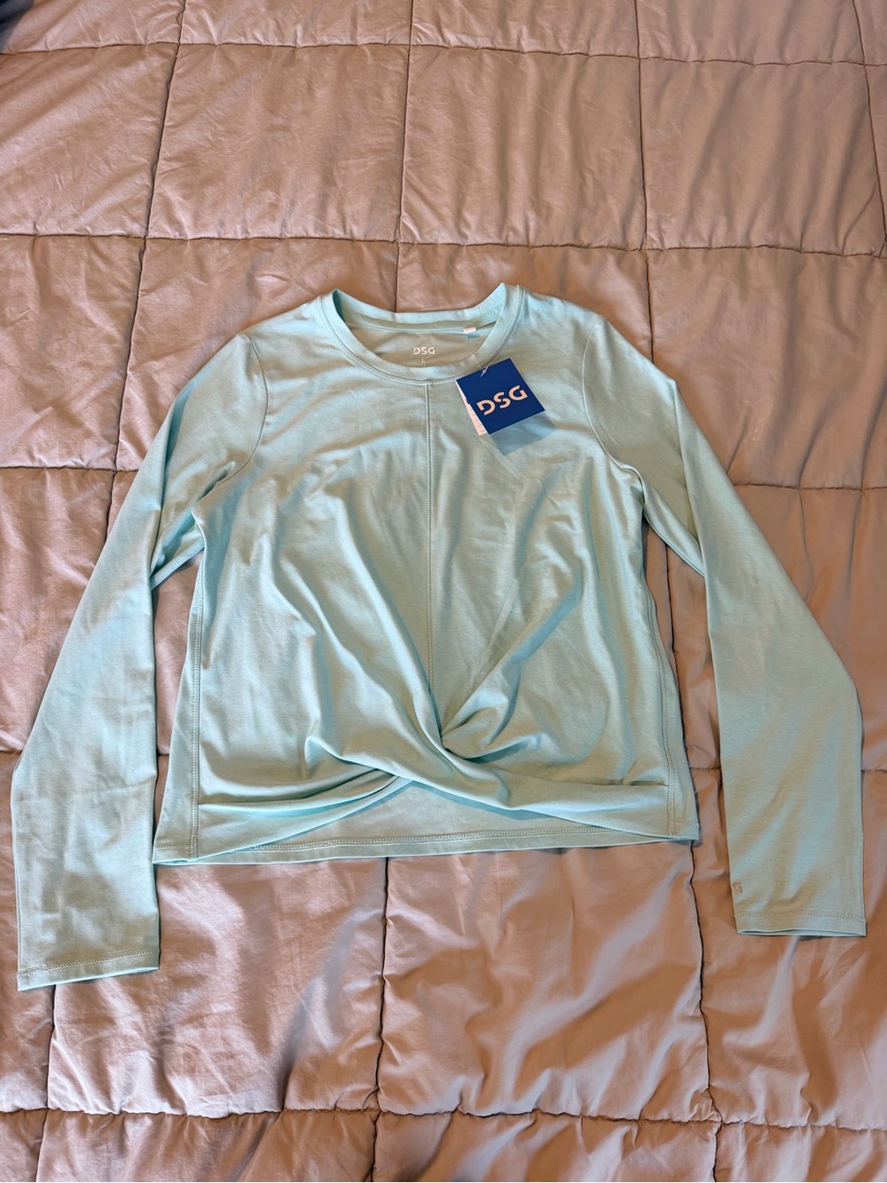 DSG Girl’s Light Aqua Long Sleeve Twist Hem Top